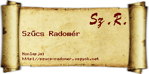 Szűcs Radomér névjegykártya
